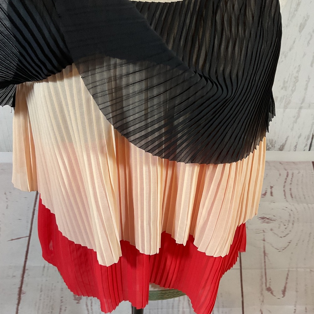 Patterson J. Kincaid Pleated Cami Top Small Shoulder Tie Retro Swing Colorblock - Picture 6 of 16